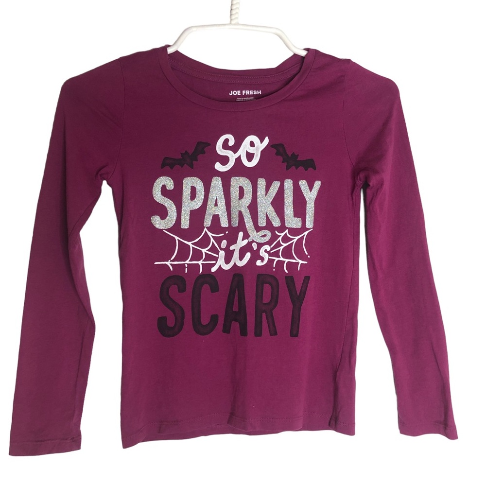 Joe Fresh Girls Glitter Halloween Graphic T-shirt Long Sleeve